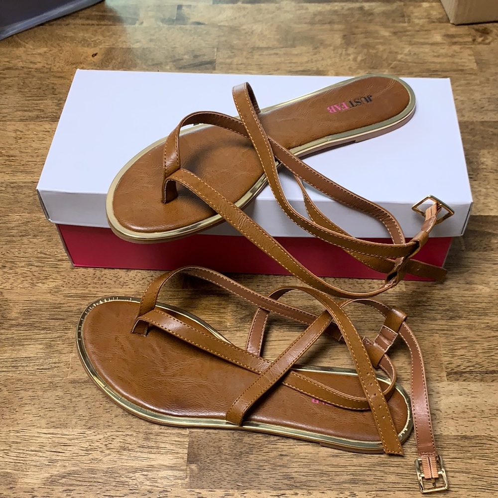 Women’s JustFab Cognac Marshie Sandals Size 9